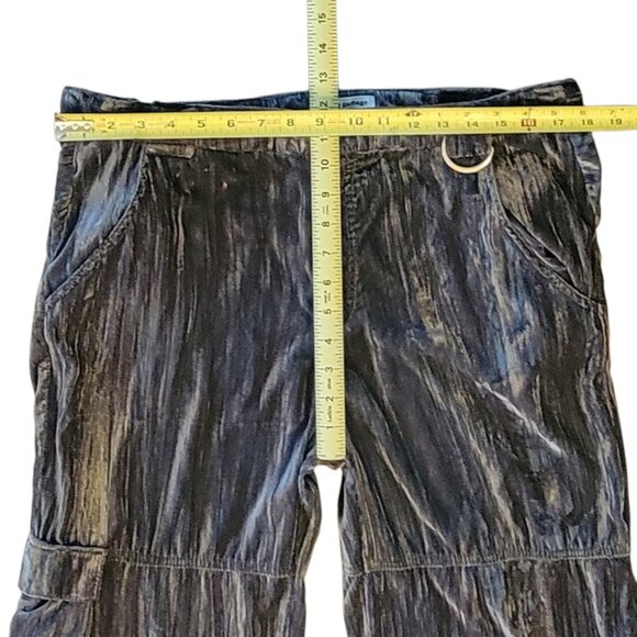 Pretty Garbage Griseta Velvet Burnout Cargo Wide Leg Baggy Pants in Olive Green - Picture 9 of 13